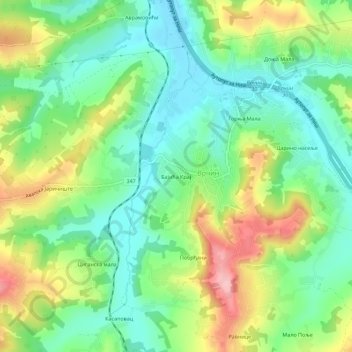 Bajića Kraj topographic map, elevation, terrain