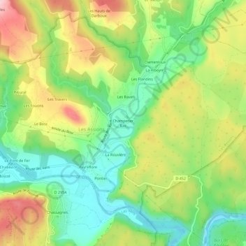 Champetier Bas topographic map, elevation, terrain