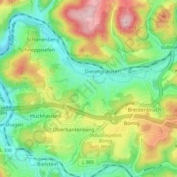 Hunstig topographic map, elevation, terrain