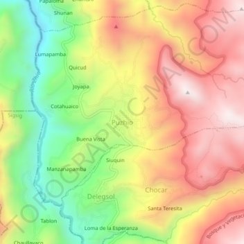 Puzhio topographic map, elevation, terrain