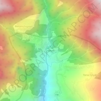 Nakote topographic map, elevation, terrain