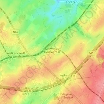 Herbestal topographic map, elevation, terrain
