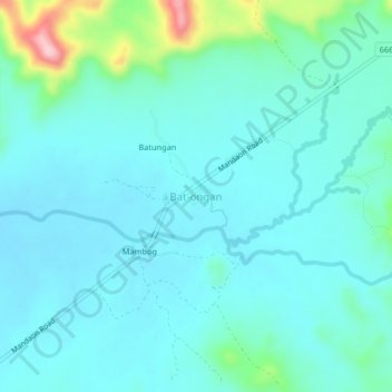 Bat-ongan topographic map, elevation, terrain