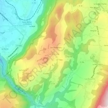 Saint-Franc topographic map, elevation, terrain