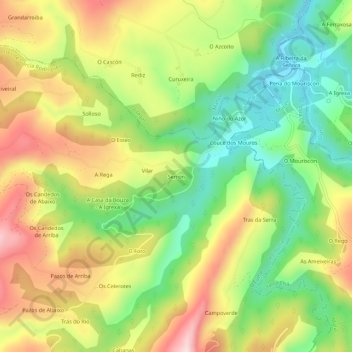 Serrón topographic map, elevation, terrain