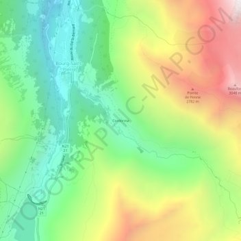 Cordonne topographic map, elevation, terrain