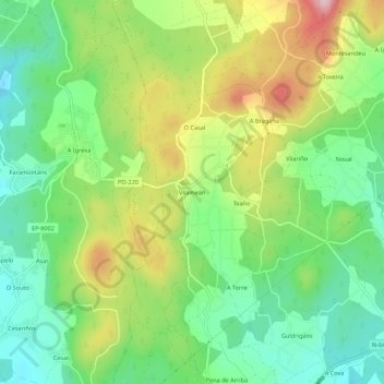 Vilameán topographic map, elevation, terrain