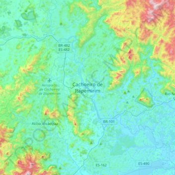 Cachoeiro de Itapemirim topographic map, elevation, terrain