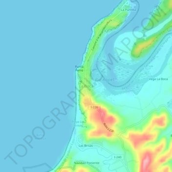 La Boca topographic map, elevation, terrain