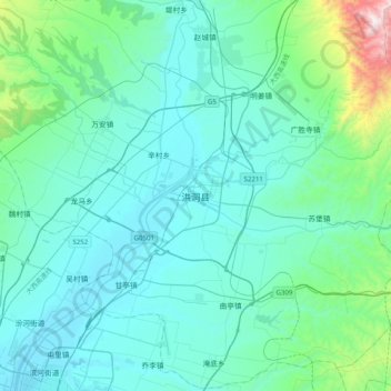 洪洞县 topographic map, elevation, terrain