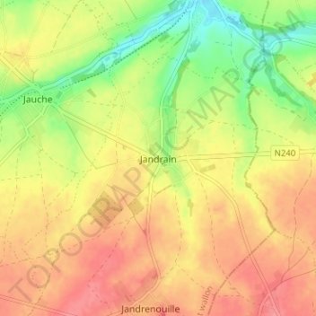 Jandrain topographic map, elevation, terrain