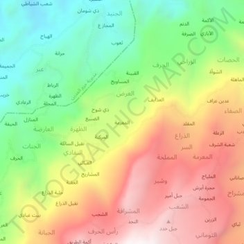 Al Mi`ramah topographic map, elevation, terrain