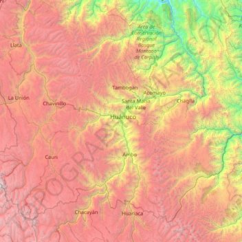 Pillco Marca topographic map, elevation, terrain