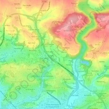 Kerlic topographic map, elevation, terrain