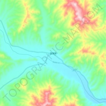 蓝旗镇 topographic map, elevation, terrain