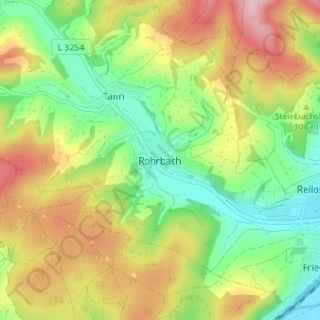Rohrbach topographic map, elevation, terrain