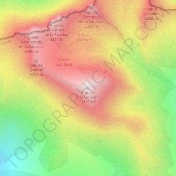 Aiguille du Goléon topographic map, elevation, terrain