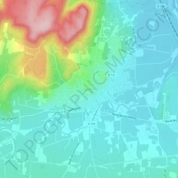 Laudun topographic map, elevation, terrain