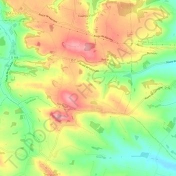 Coches topographic map, elevation, terrain