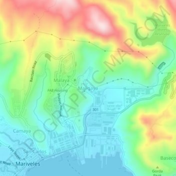 Maligaya topographic map, elevation, terrain