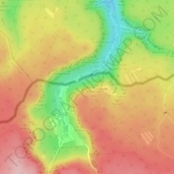 Rozhledna topographic map, elevation, terrain