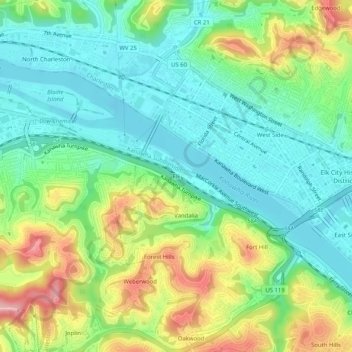 Elk topographic map, elevation, terrain