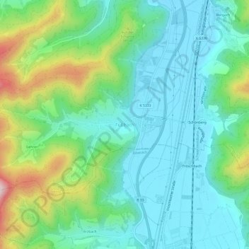 Fußbach topographic map, elevation, terrain