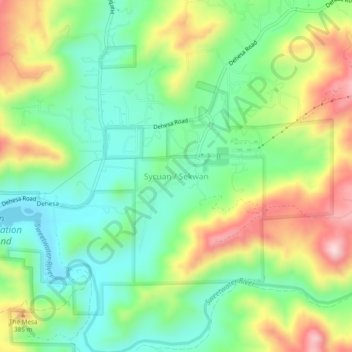 Sycuan topographic map, elevation, terrain