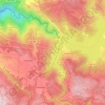 Cambedo topographic map, elevation, terrain