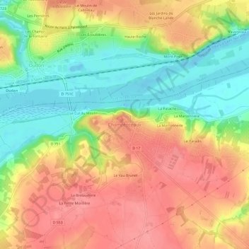 Champtoceaux topographic map, elevation, terrain