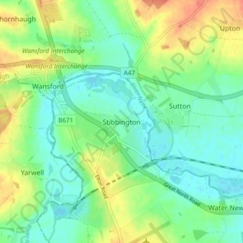 Stibbington topographic map, elevation, terrain