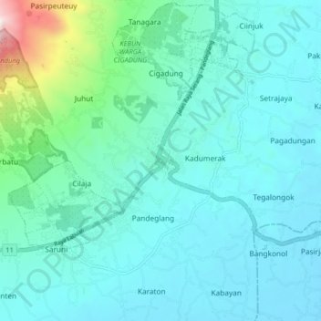 Pandeglang topographic map, elevation, terrain