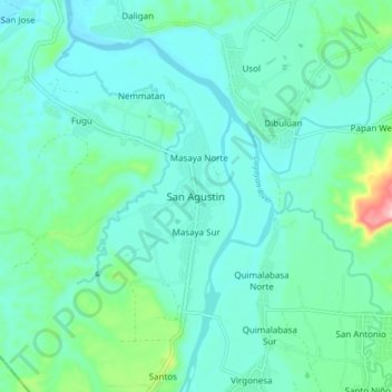 San Agustin topographic map, elevation, terrain