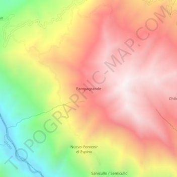 Pampagrande topographic map, elevation, terrain