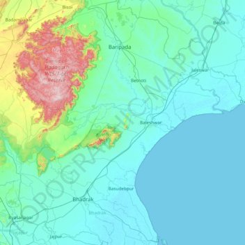 Bāleshwar topographic map, elevation, terrain