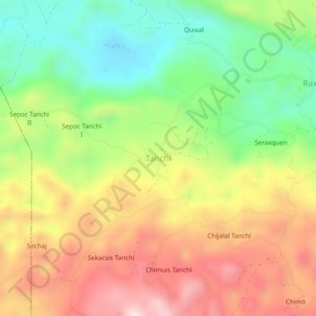 Tanchí topographic map, elevation, terrain