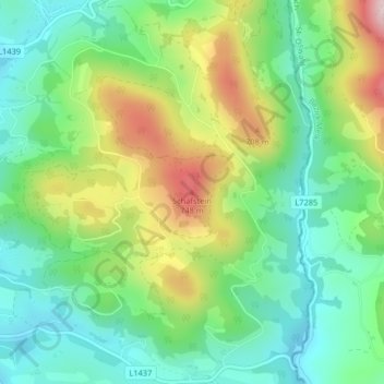 Schafstein topographic map, elevation, terrain