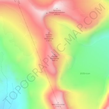 Nørdre Blåbreahøe topographic map, elevation, terrain