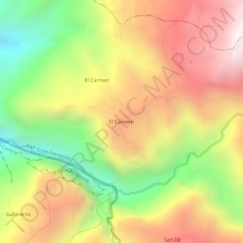 El Carmen Topographic Map, Elevation, Terrain