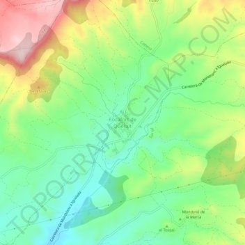 Rocafort de Queralt topographic map, elevation, terrain