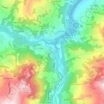 Cerredolo topographic map, elevation, terrain