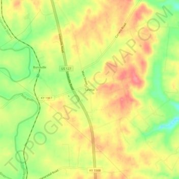 Salvisa Topographic Map, Elevation, Terrain