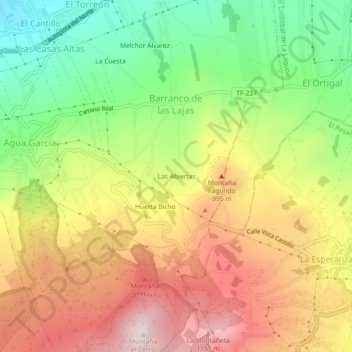 Las Abiertas topographic map, elevation, terrain