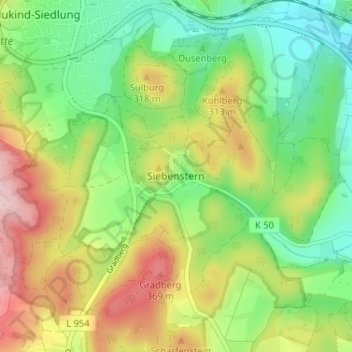 Siebenstern topographic map, elevation, terrain