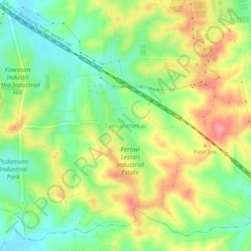 Tamanmekar topographic map, elevation, terrain