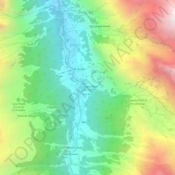 Tignet topographic map, elevation, terrain