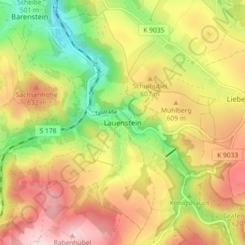 Lauenstein topographic map, elevation, terrain