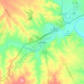 Glen Rose topographic map, elevation, terrain