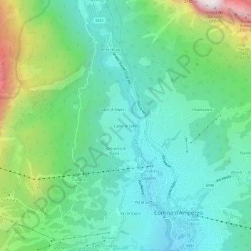 Cadin di Sotto topographic map, elevation, terrain