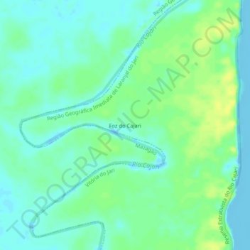 Foz do Cajari topographic map, elevation, terrain